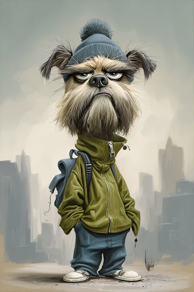 Grumpy Urban Dog Caricature