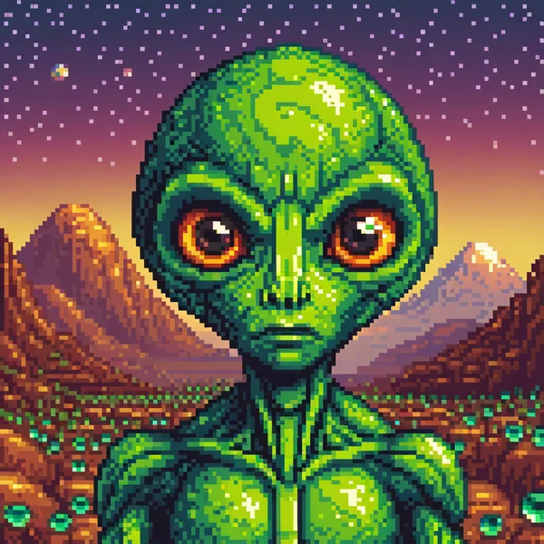 Crystal Alien Pixel Art Portrait