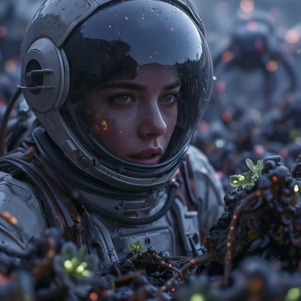 Terrified Astronaut Alien Horror Scene