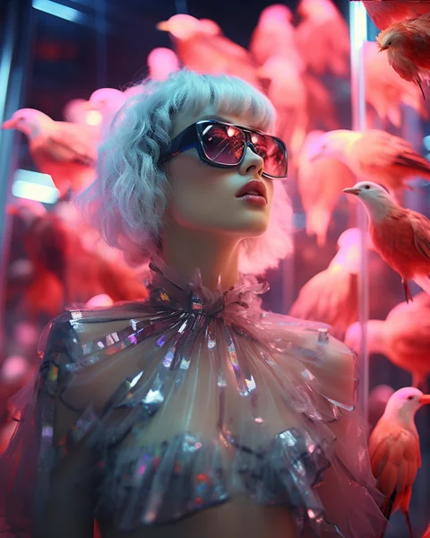 Bird Woman Hologram Fashion Art
