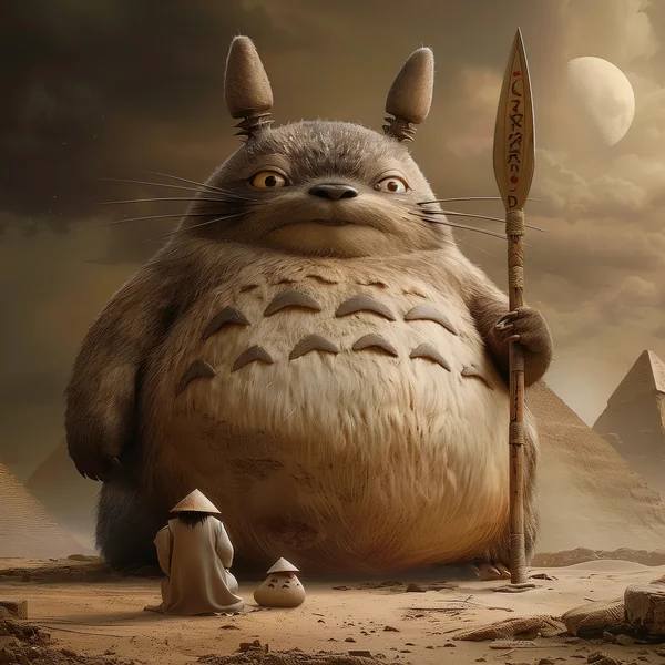 Totoro at Giza: A Whimsical Cross - Cultural Concept