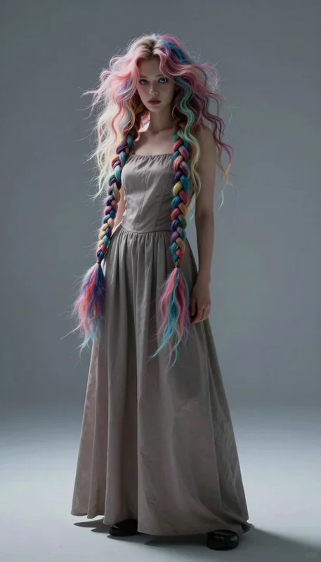 Wild Multicolor Hair Girl: Epic Cinematic Portrait