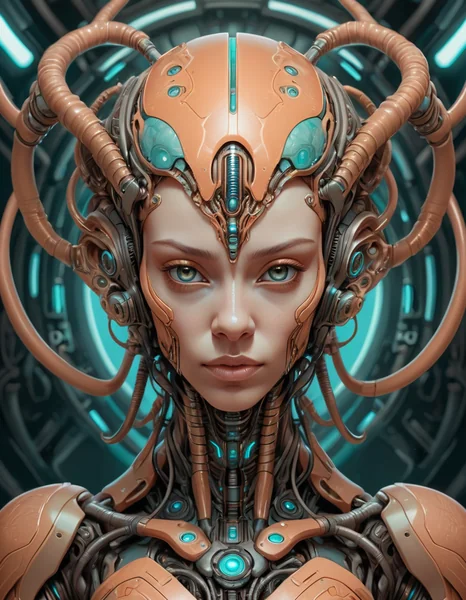 Female Alien Cyborg Symmetry Portrait