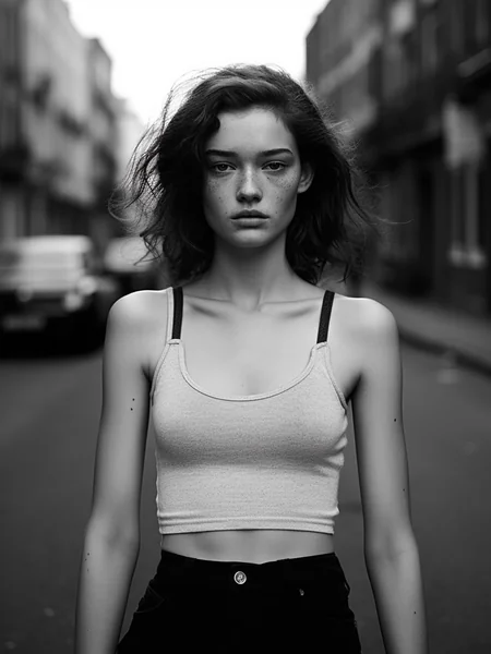 Vintage Black and White Tomboy Photo