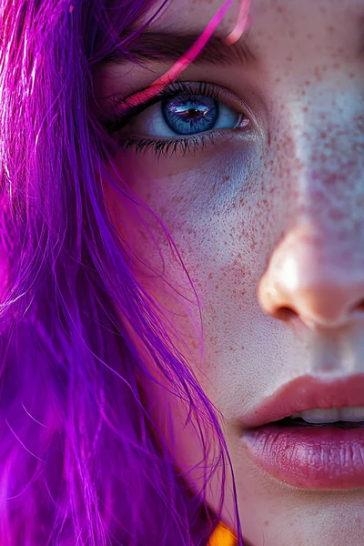 Pop Art Purple Hair Portrait