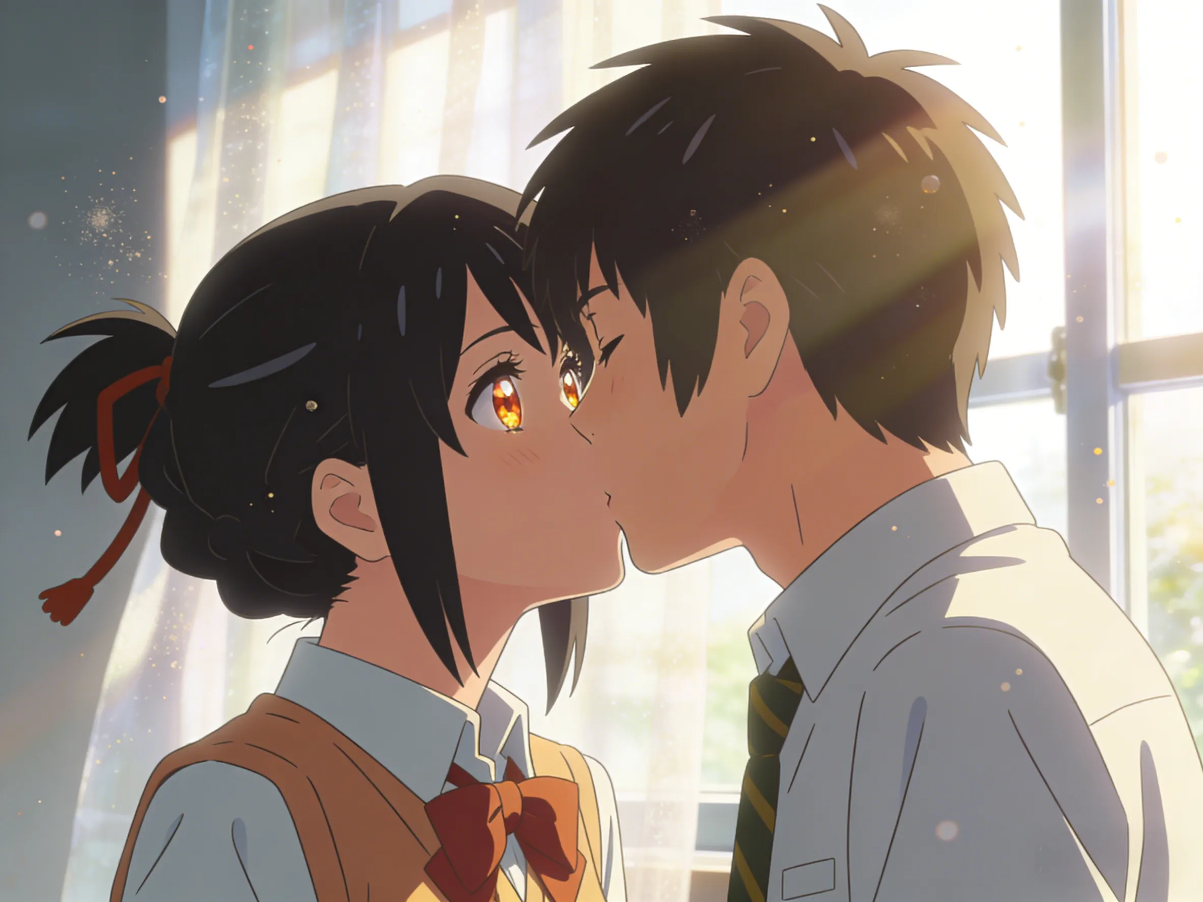 Kyoto Animation Style, A Soft Intimate Kiss By A...