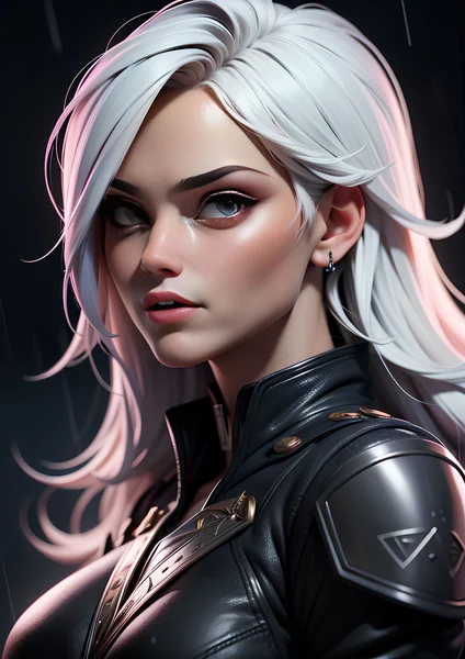 Rainy Cyberpunk Girl Close-Up