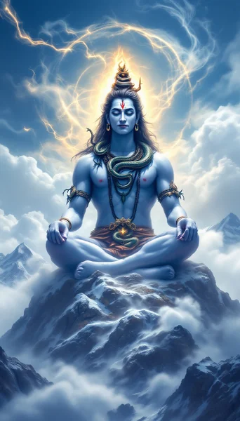 Lord Shiva Meditating on Sacred Mountain