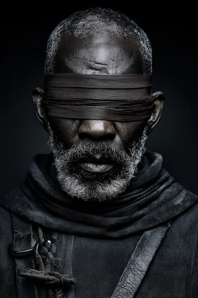 Blindfolded Elder Warrior Portrait