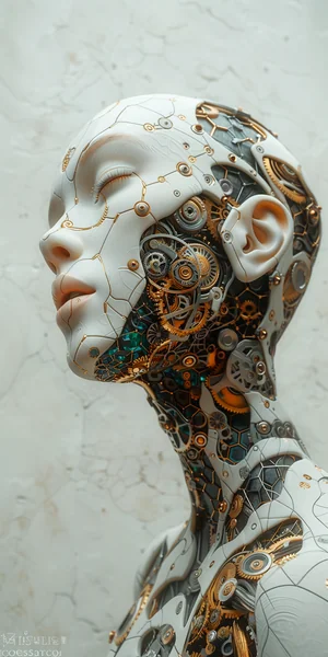 Biomechanical Head Sculpture Concept