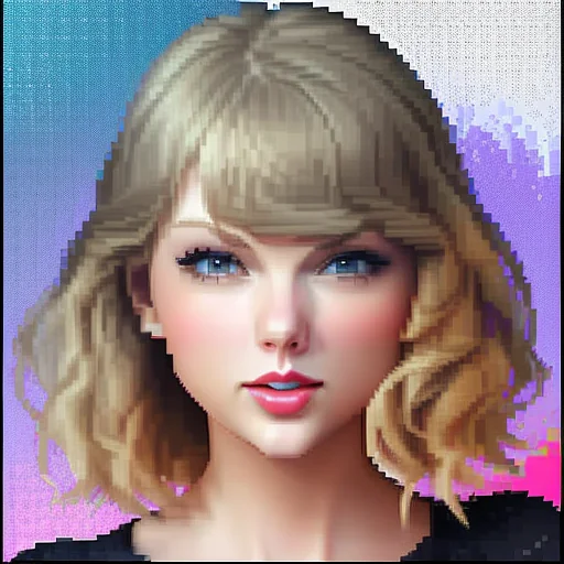 Pixelated Colorful Face of Taylor Swift: Unique Visual
