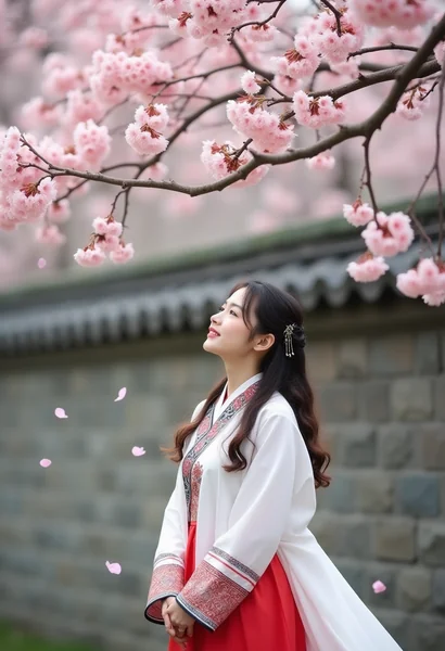 Hanfu Portrait Under Sakura Tree