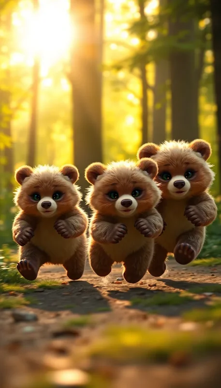 Fluffy Bear Cubs Marathon: Whimsical Forest Race Art