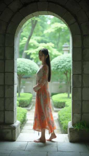 Chinese Dress Garden Portrait