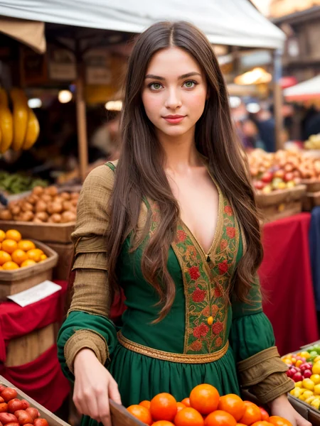Medieval Market Girl Cinematic Portrait