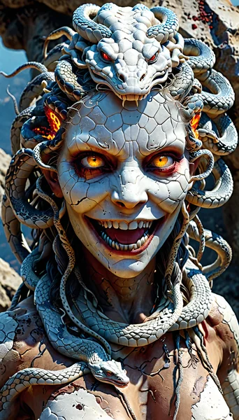 Smiling Medusa Dark Fantasy Portrait