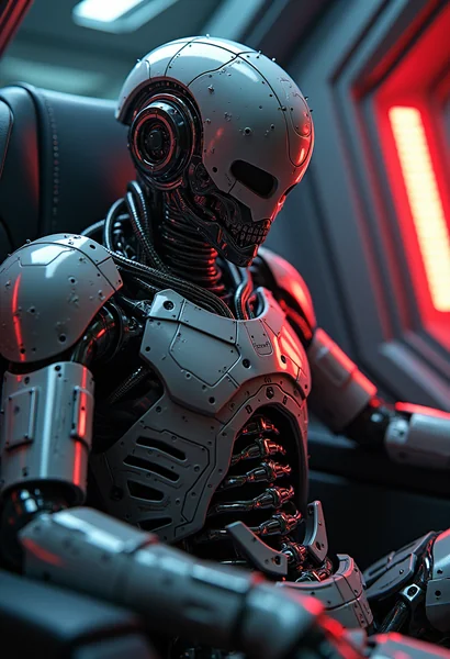 Cyborg in Spaceship Cinematic Portrait