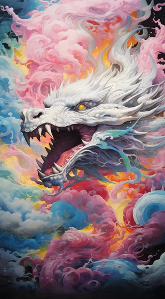 Multicolored Dragon Modern Art