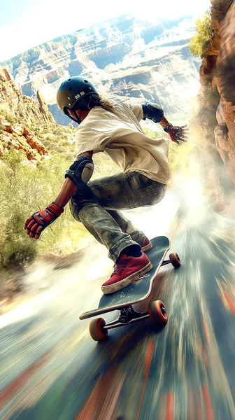 Downhill Skateboarding Mountain Art