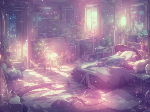 Anime Aesthetic Bedroom AI Background