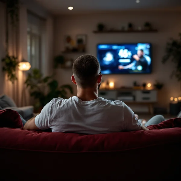 Man Watching TV Night Interior