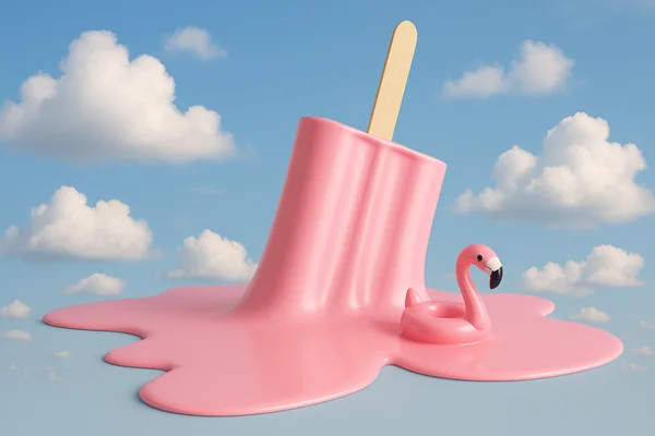 Surreal Melting Popsicle Illustration