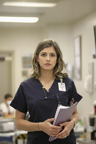 Portrait of Samantha Taggart in ER Setting: A Nurse's Resolve