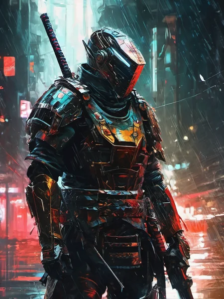 Cyberpunk Cyborg Samurai Wallpaper