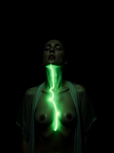 Tragic Fantasy Scene with Glowing Poison