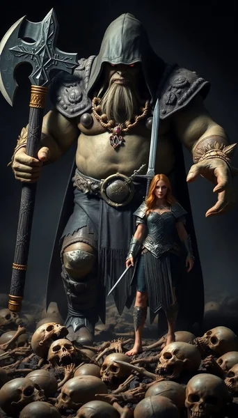 Ogre vs Warrior Fantasy Battle