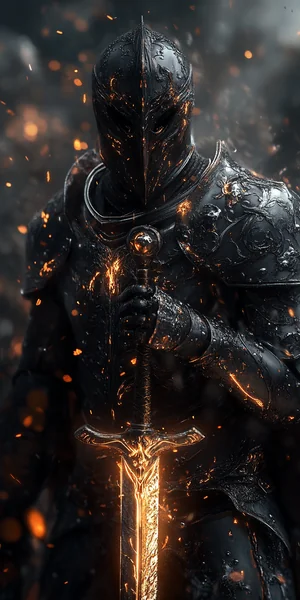 Black and Gold Knight Fantasy Art