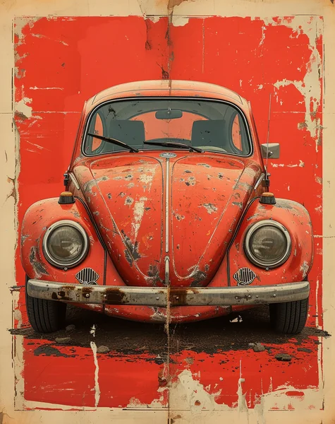 Vintage VW Beetle Poster Art