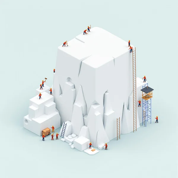 Miniature Workers Carving Giant Eraser