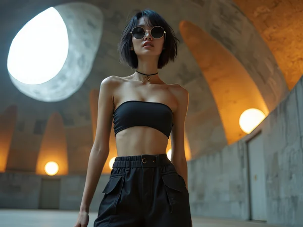 Brutalist High Fashion Asian Model