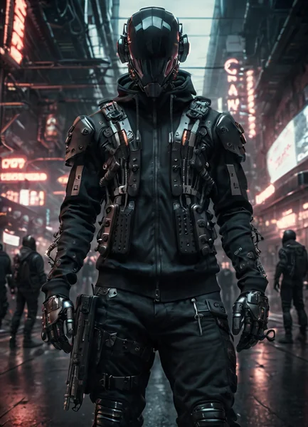 Cyberpunk Cowboy Mecha Character