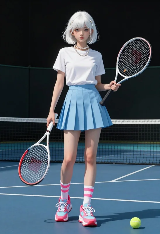 Energetic Girl Tennis 8K Art | Urban Style & Cyberpunk