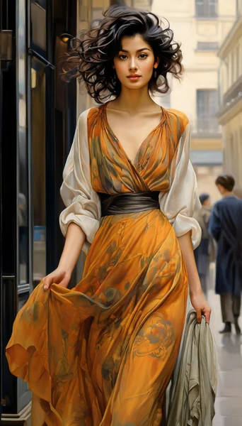 Elegant Woman Walking Paris