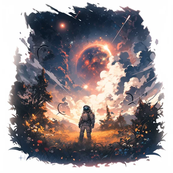 Neo-Pop Space Art T-Shirt Design