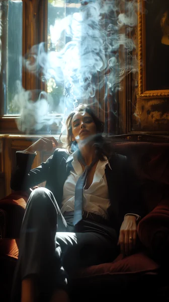Moody Lounge Portrait with Cigarette
