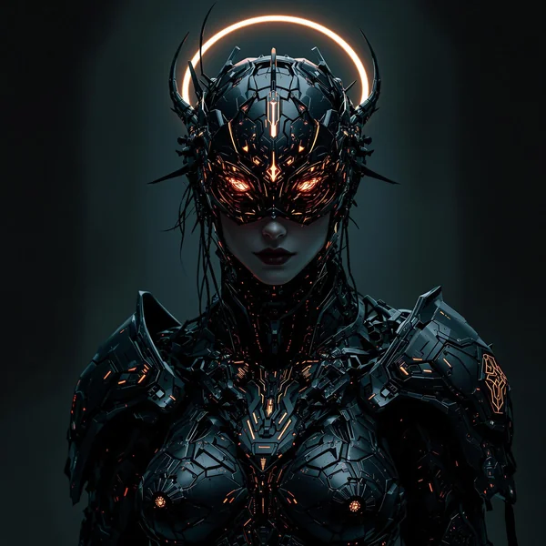 Gothic Cyber Warrior Woman Full Body