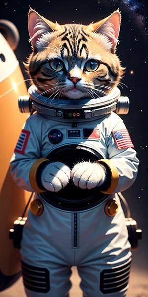 Astronaut Cat AI Illustration