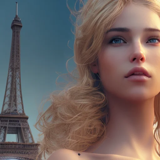 Blonde Woman Eiffel Tower Portrait