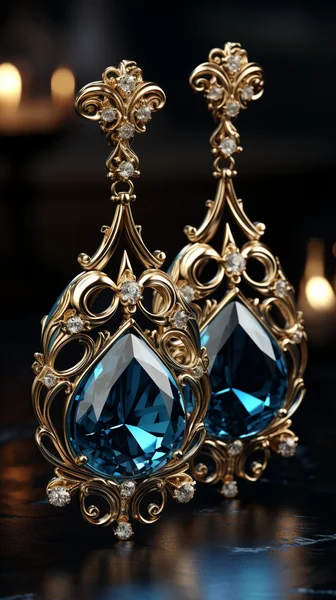 Baroque Blue Gem Earrings Design