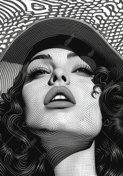 Pop Art Black and White Woman Drawing
