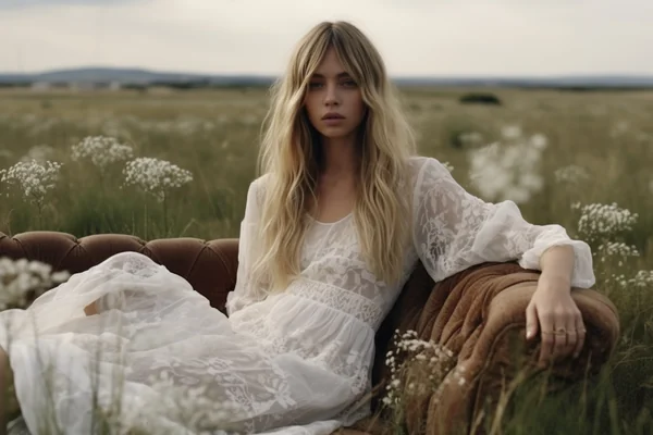Surreal Boho Woman Field Scene