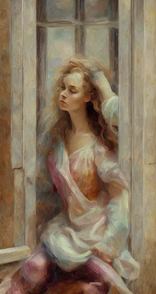 Romantic Impasto Woman Painting