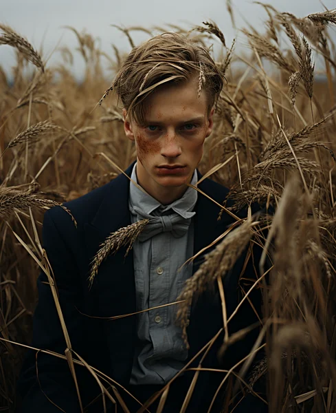 Brooding Fashion Portrait in Tall Grass