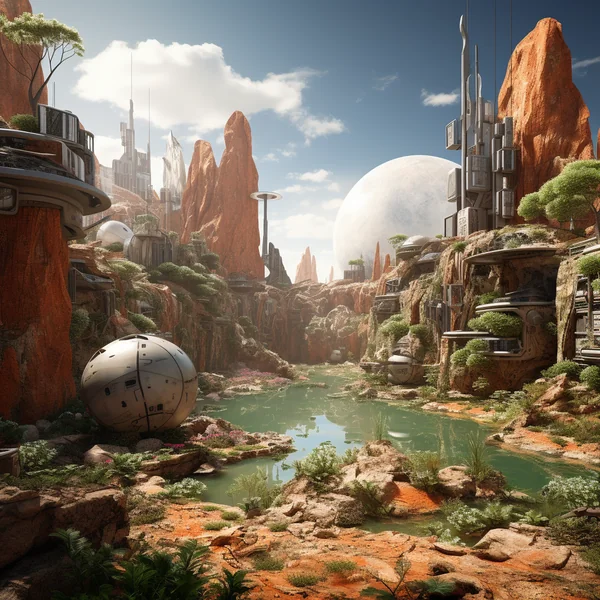 Green City with Alien Planets