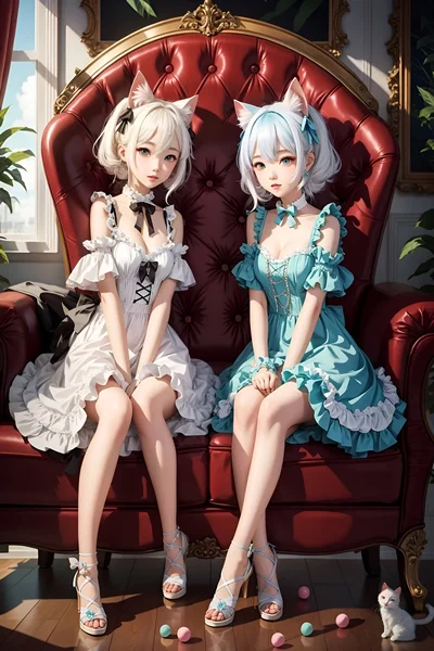 Pastel Kittens Fantasy Illustration