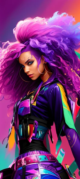 Colorful Afrofuturist Knife Portrait